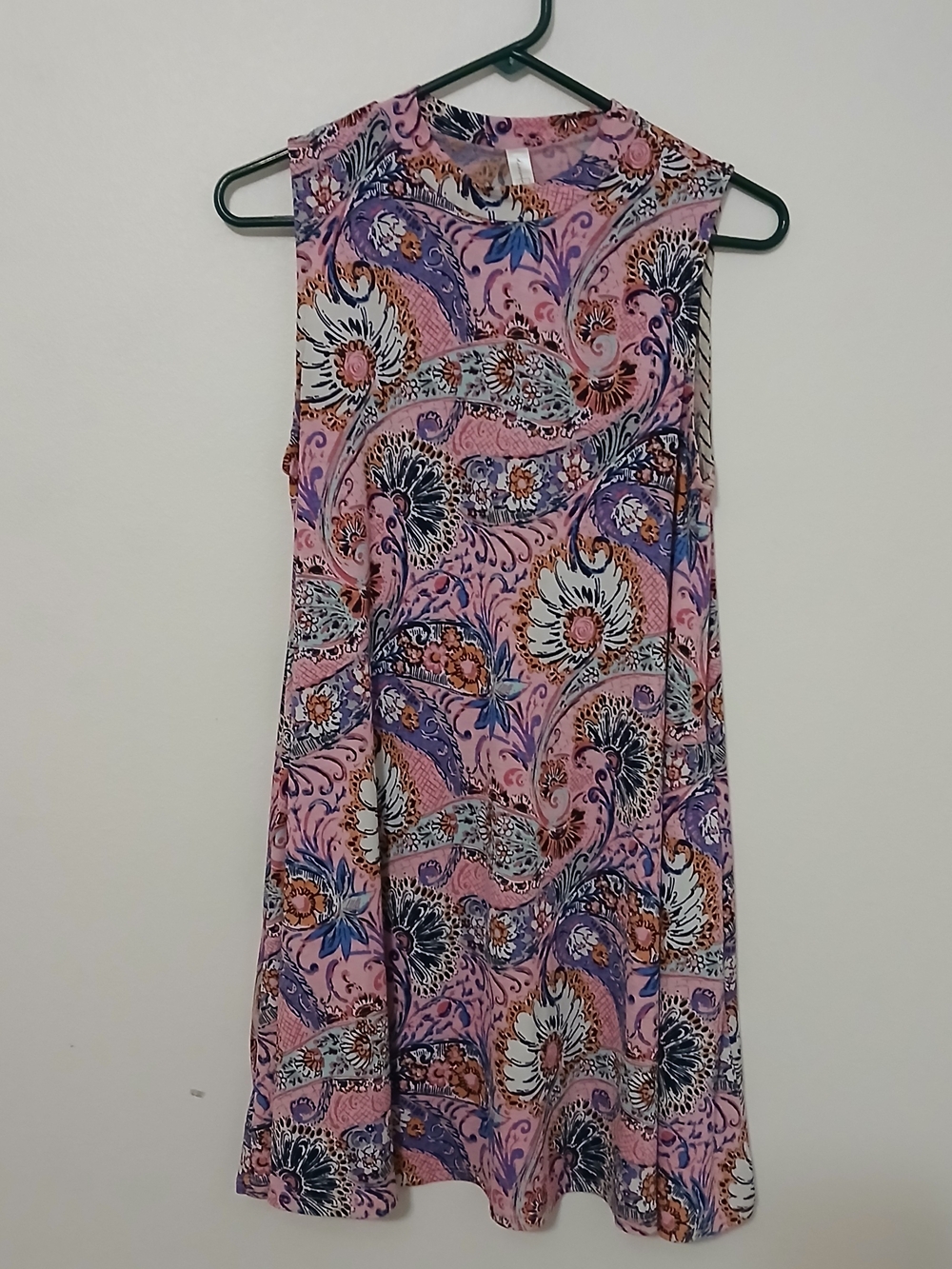 Sleeveless Pink Paisley-Print A-Line Dress